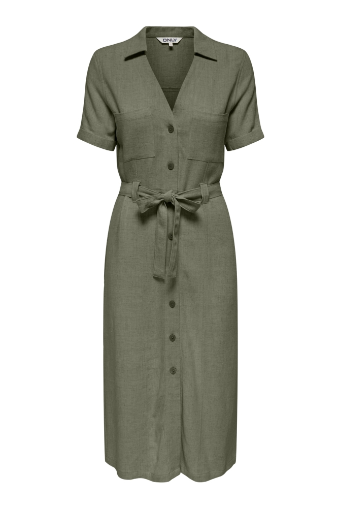 ONLSIESTA SS LINEN BL SHIRT DRESS P 15347210 Deep Lichen Green